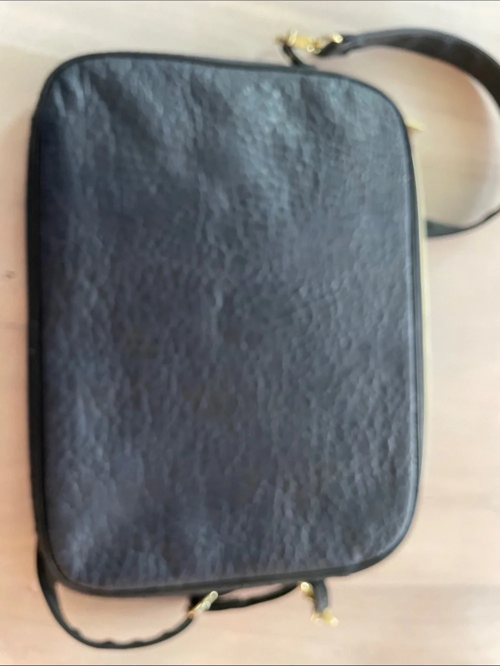 Steve Madden Navy Textured Leather Crossbody laptop  bag with Gold Accents